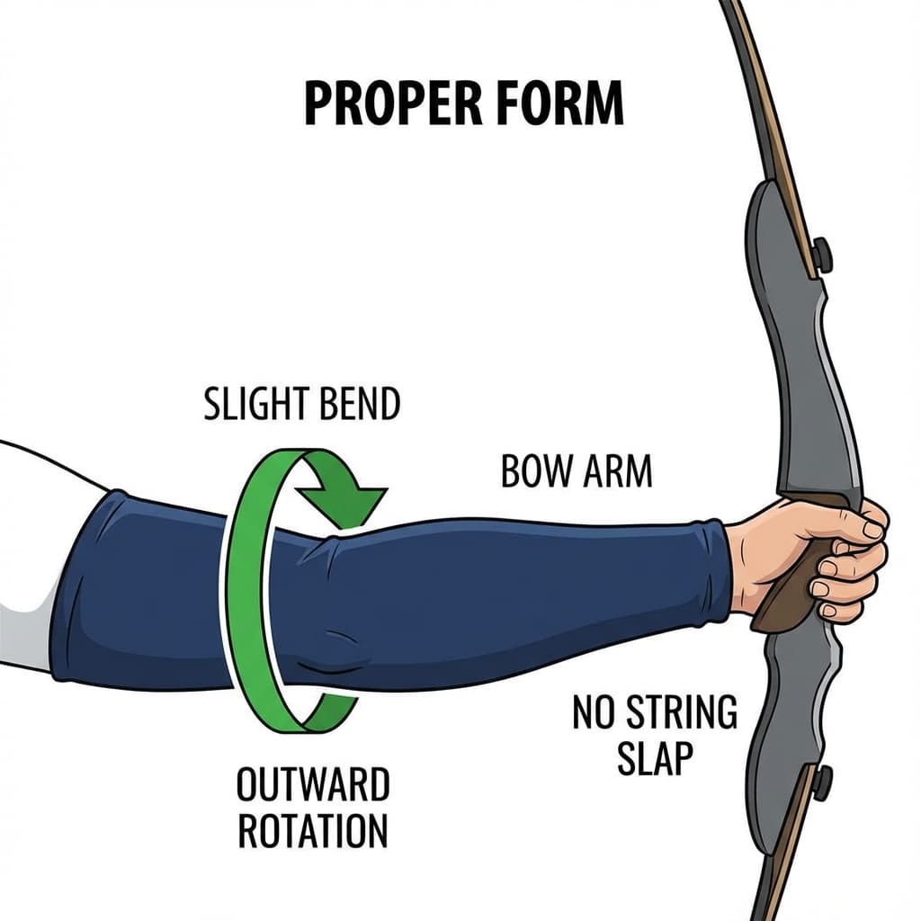 Proper bow arm elbow rotation