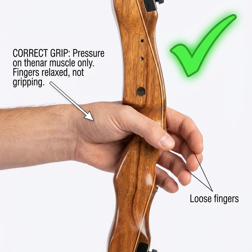 Correct bow grip with relaxed hand